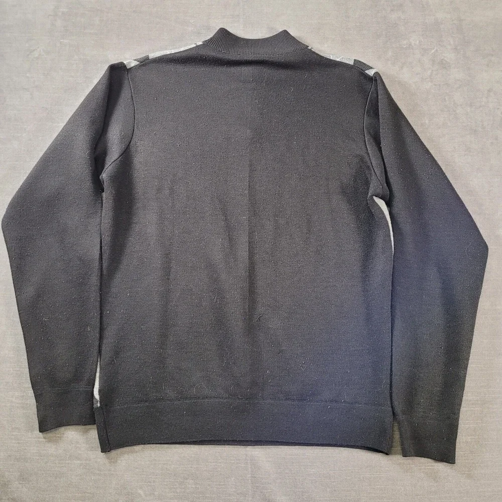 The North Pole Black Gray Grandpa Sweater 1/4 Zip Mens Size XL‎